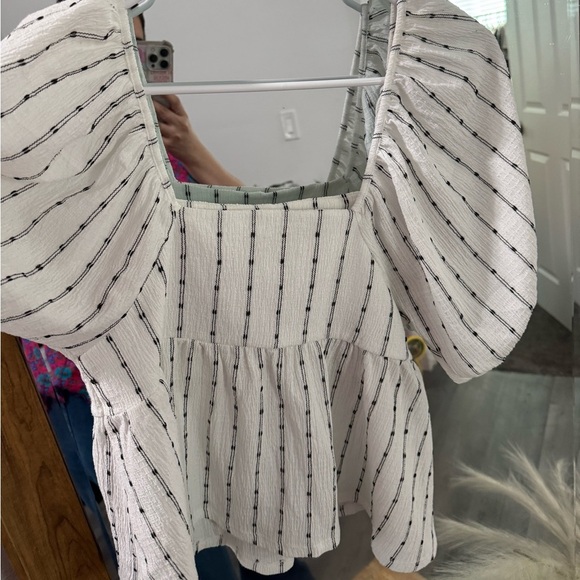 Madewell Striped Puff-Sleeve Empire Top - Picture 5 of 5